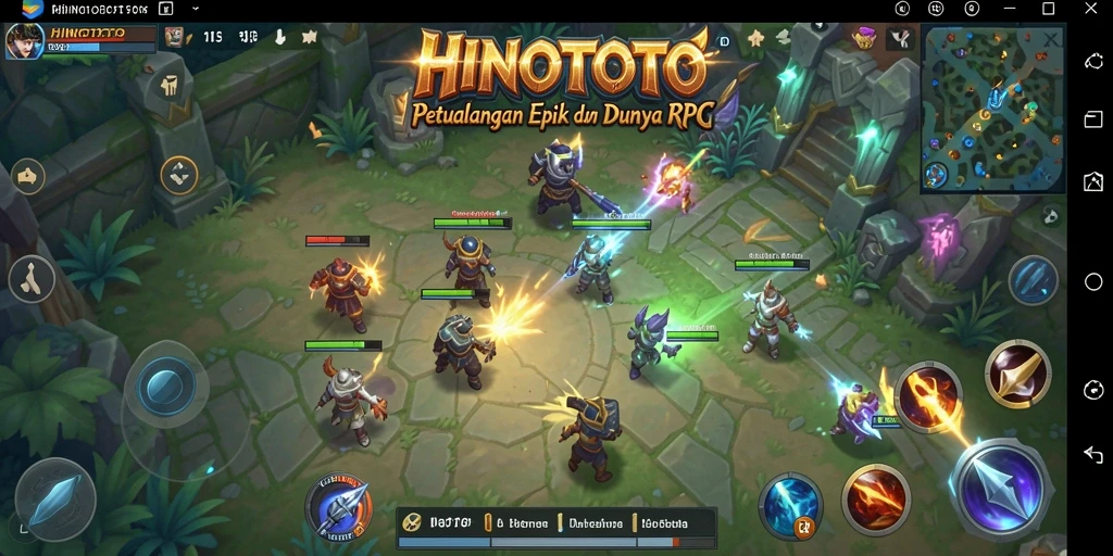 Tangkapan layar HINOTOTO menampilkan aksi pertarungan yang seru dalam dunia RPG.