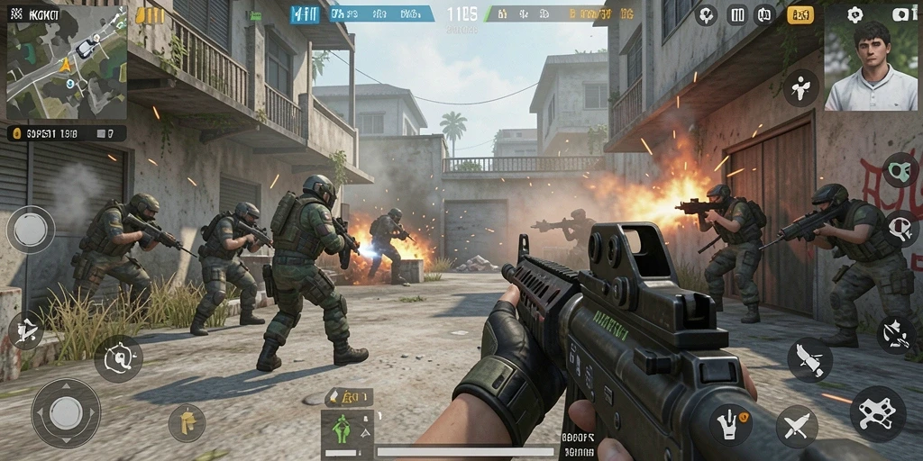 Tampilan gameplay KOKO11 yang mendebarkan dengan aksi tembak-menembak.
