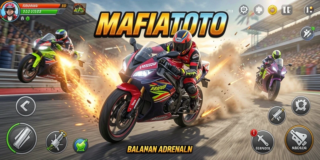 Tampilan balapan seru dengan motor yang cepat dan grafis berkualitas.