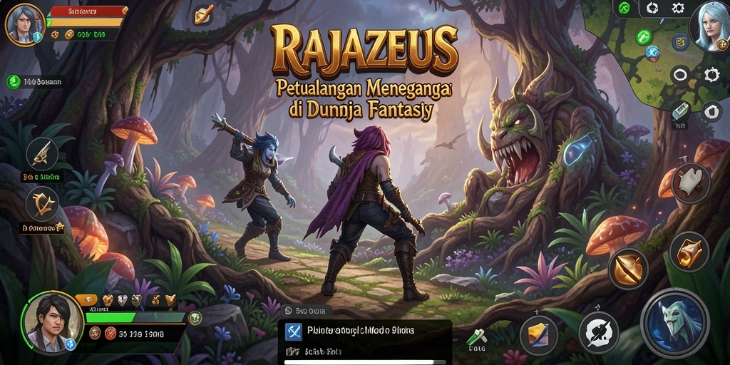 Tampilan aksi seru dalam <strong>RAJAZEUS</strong> yang menampilkan pertempuran epik.
