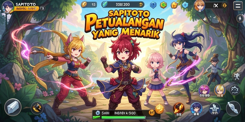Screenshot utama SAPITOTO menampilkan karakter anime dalam pertempuran yang menegangkan.