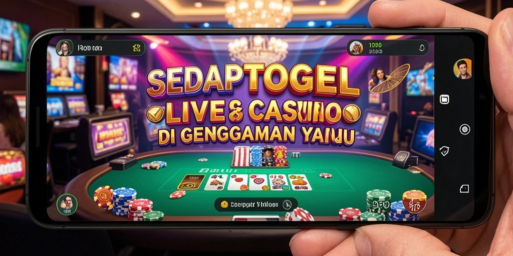 Tangkapan layar gameplay SEDAPTOGEL menampilkan dealer langsung dan suasana kasino yang mendebarkan.