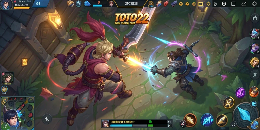 Screenshot gameplay TOTO22 menampilkan pertarungan seru antara karakter.
